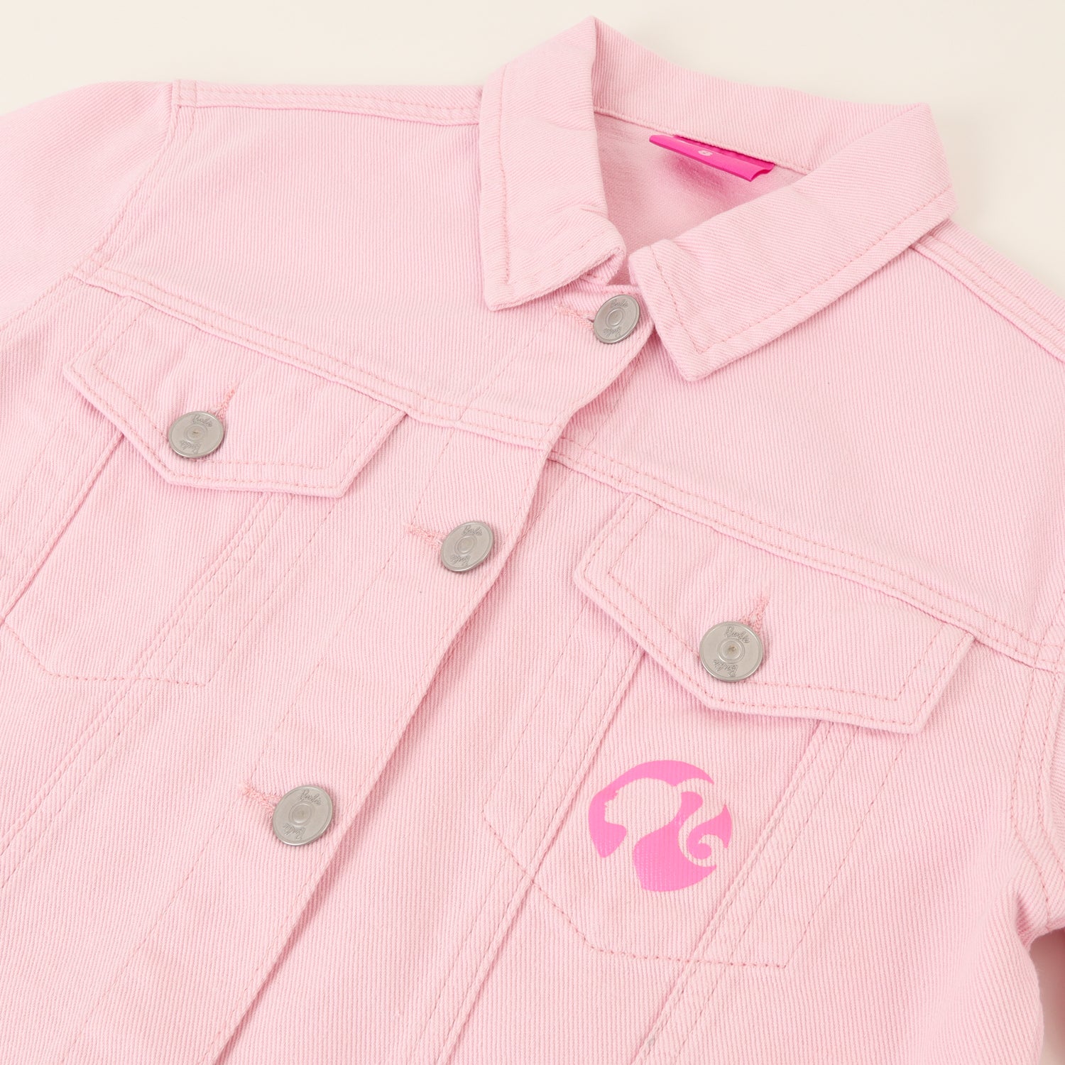 Chaqueta Denim Niña Logo Espalda Rosado Barbie